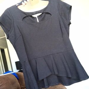 Bebe size XL black cutout peplum top